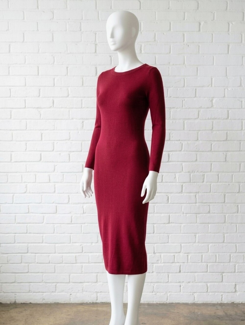 Zara Red Ribbed Knit Midi Dress